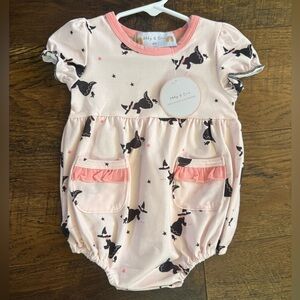 Abby & Evie Pink and Black Witch Print Dress